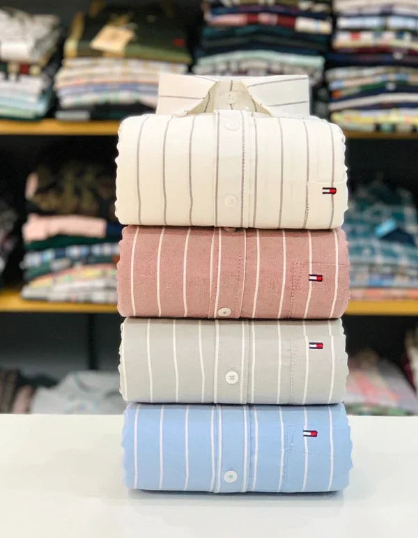 Tommy Vertical Stripe Shirt – Premium Cotton Comfort