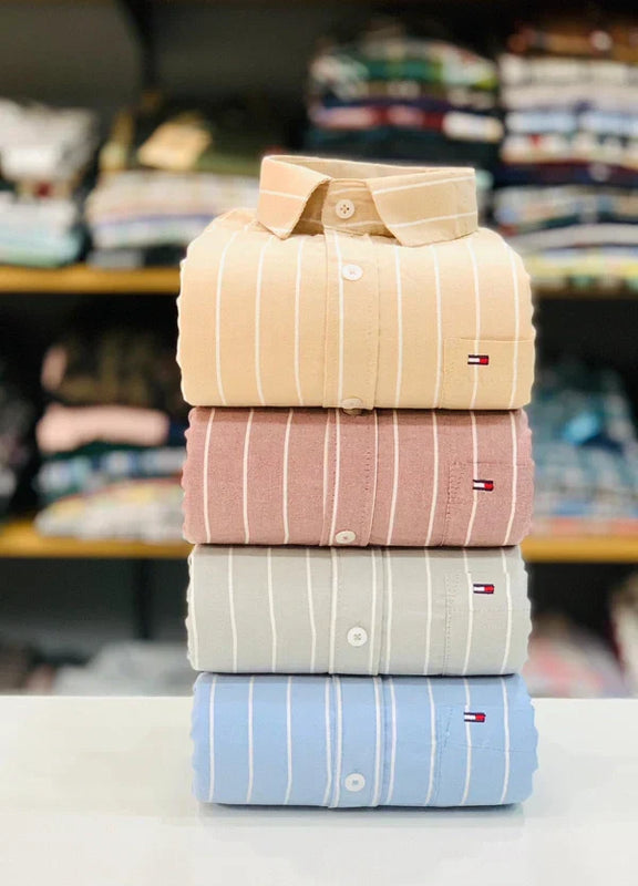 Tommy Vertical Stripe Shirt – Premium Cotton Comfort
