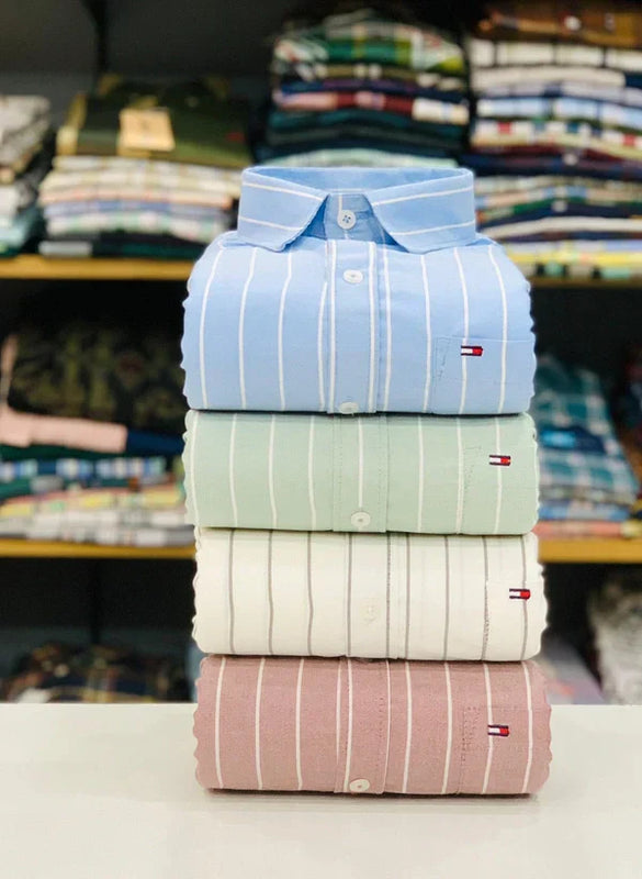 Tommy Vertical Stripe Shirt – Premium Cotton Comfort