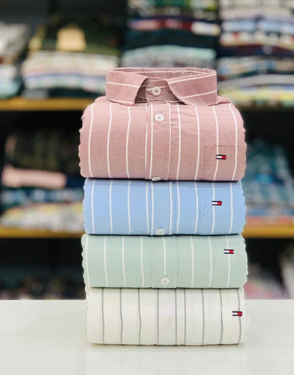 Tommy Vertical Stripe Shirt – Premium Cotton Comfort