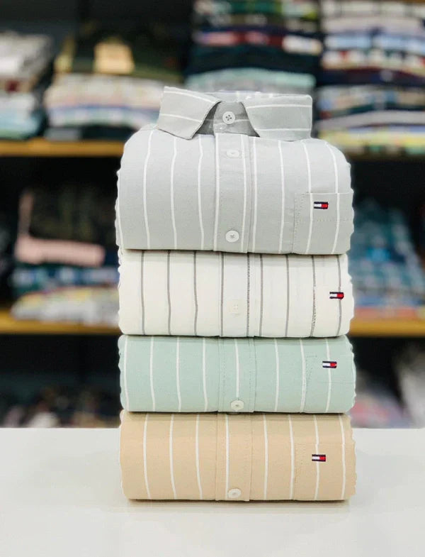Tommy Vertical Stripe Shirt – Premium Cotton Comfort