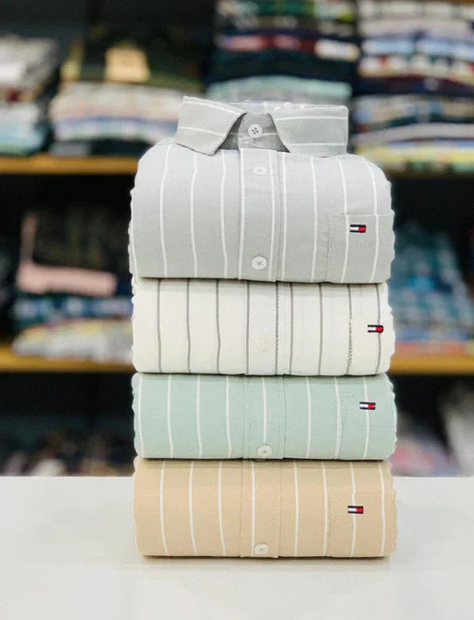 Tommy Vertical Stripe Shirt – Premium Cotton Comfort