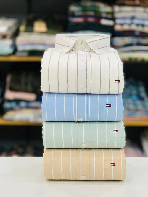 Tommy Vertical Stripe Shirt – Premium Cotton Comfort