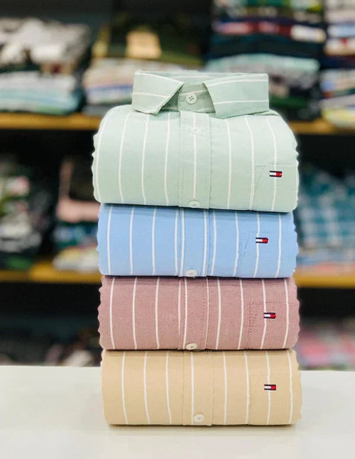 Tommy Vertical Stripe Shirt – Premium Cotton Comfort