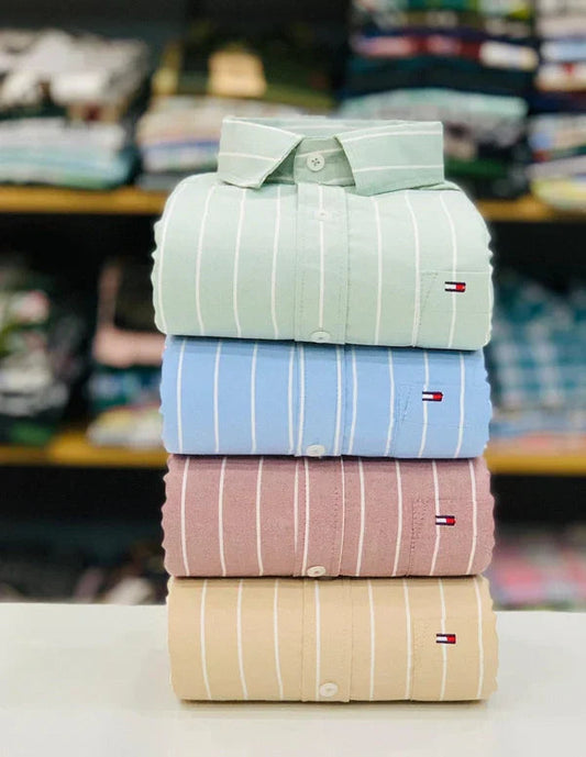 Tommy Vertical Stripe Shirt – Premium Cotton Comfort
